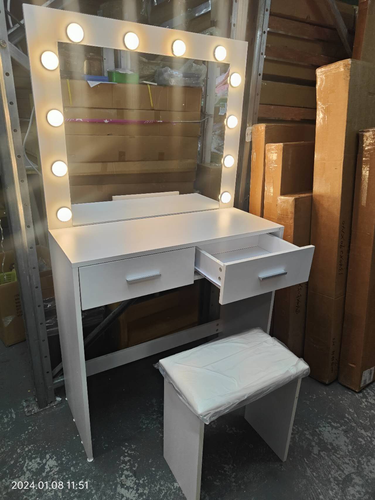 White Dressing Table with LED