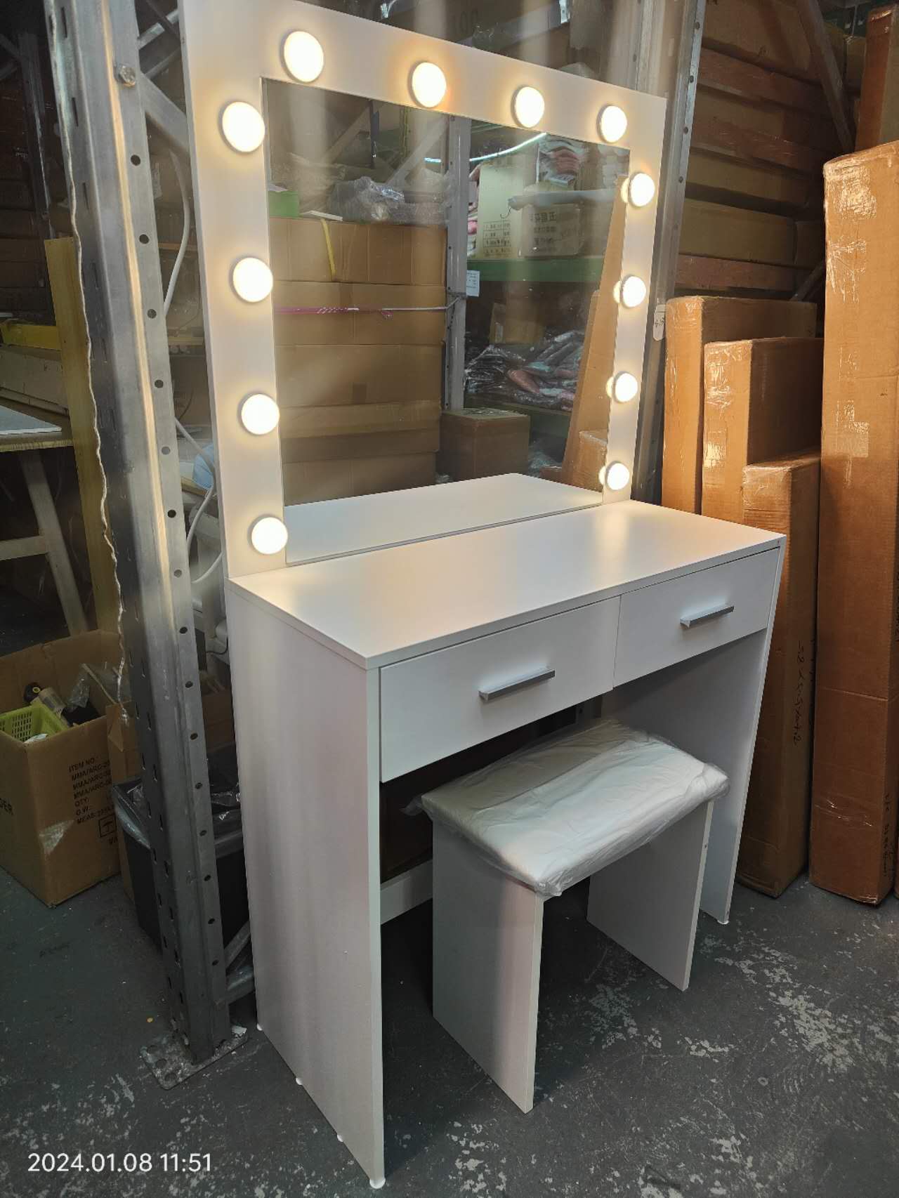 White Dressing Table with LED