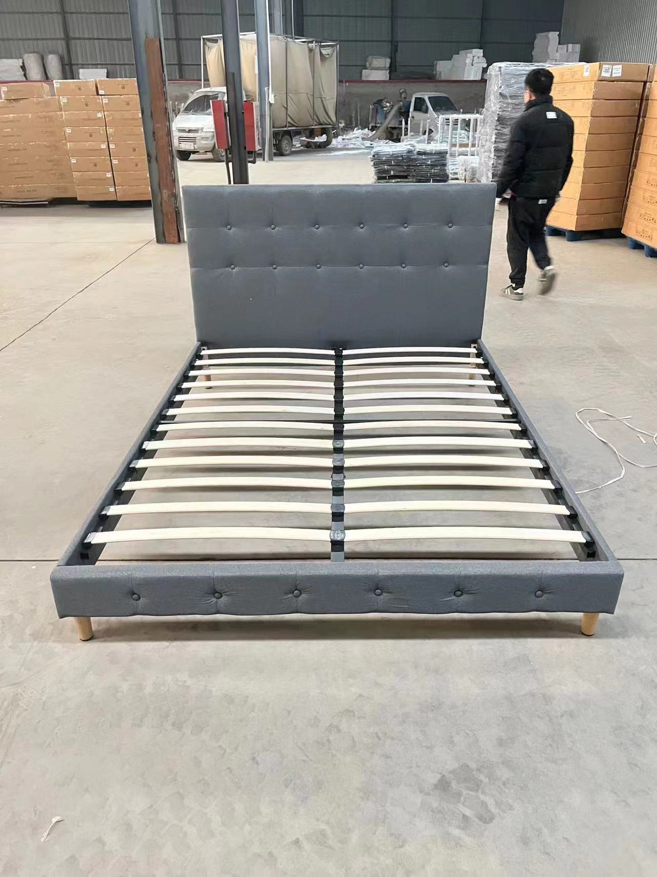 Flax Fabric Queen Bed Frame