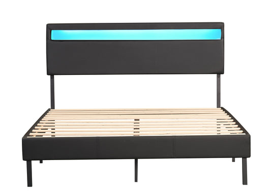 LED Queen Bed Frame Black