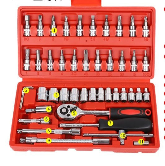 46pcs Ratchet Metric Socket Wrench Set