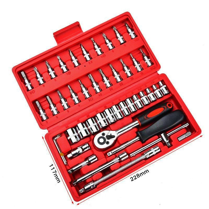 46pcs Ratchet Metric Socket Wrench Set