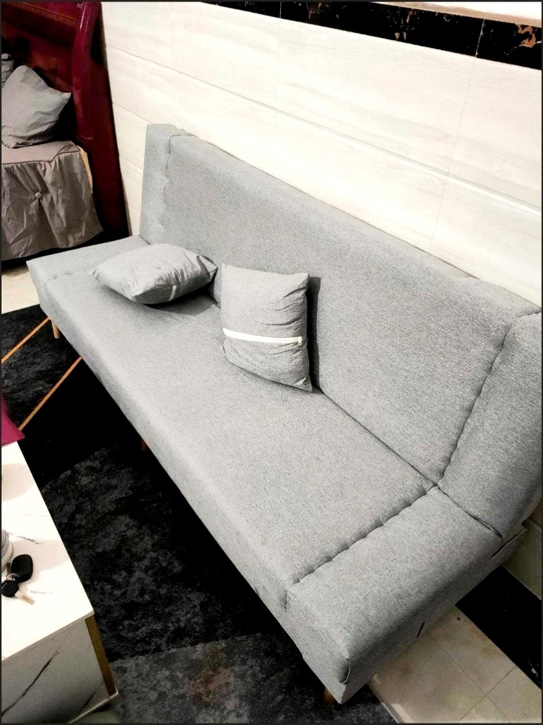 Fabric Sofa Bed with Cushion